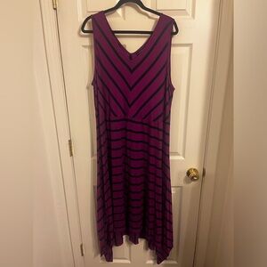 Lane Bryant Purple And Black Striped  Dress